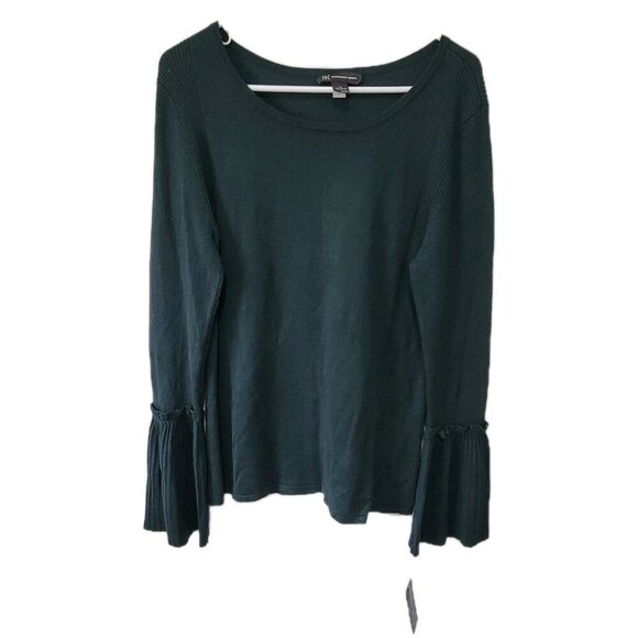 INC International Concepts Sweater XL NWT Hunter Forest Green Flutter Sleeves - Picture 1 of 5